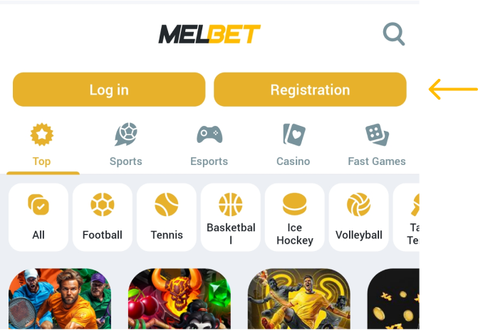 Click on the Register button Melbet betapk Zambia